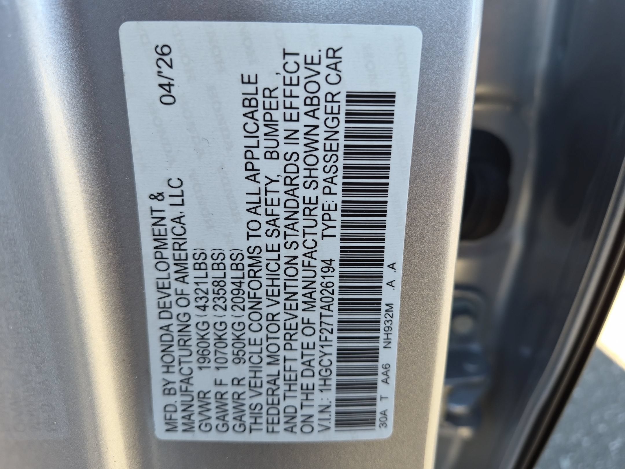 2026 Honda Accord Sedan LX